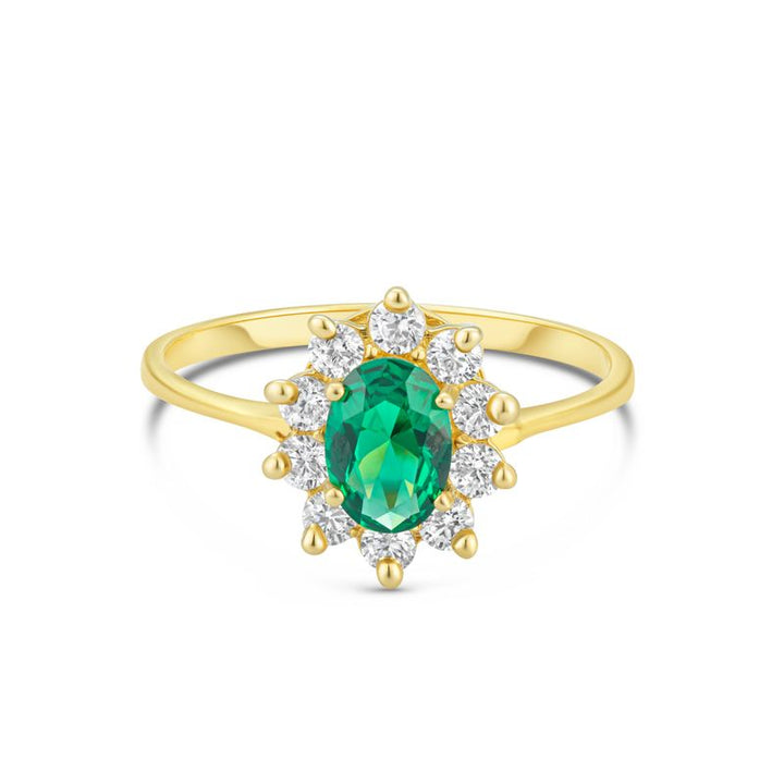 טבעת לוסיה זהב 14K זירקון ירוק