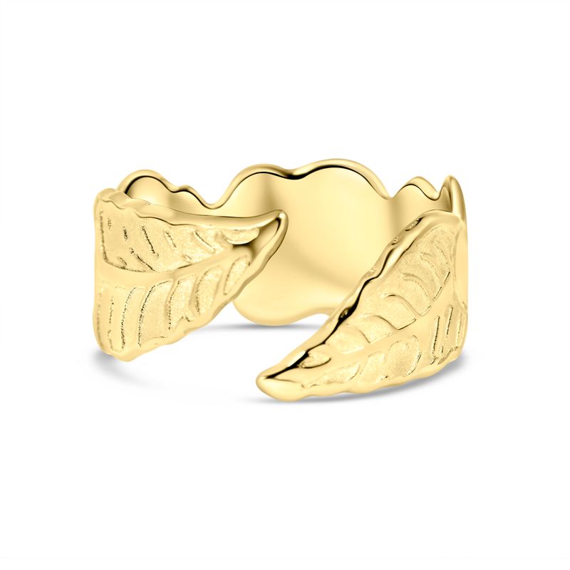 טבעת פתוחה בציפוי זהב בצורת עלה