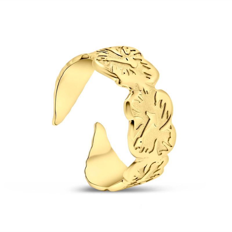 טבעת פתוחה בציפוי זהב בצורת עלה