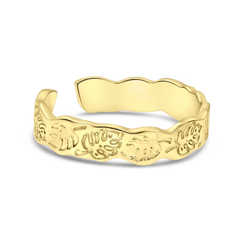 טבעת פתוחה ציפוי זהב בצורת עלה – רוחב קטן