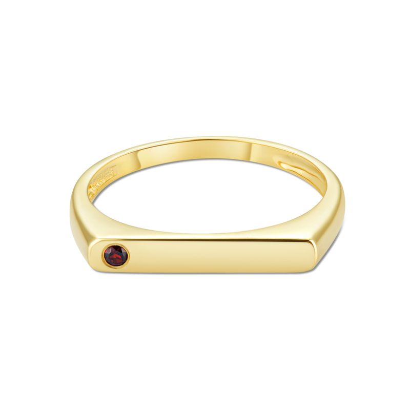 טבעת זהב 14K פס משובצת גארנט