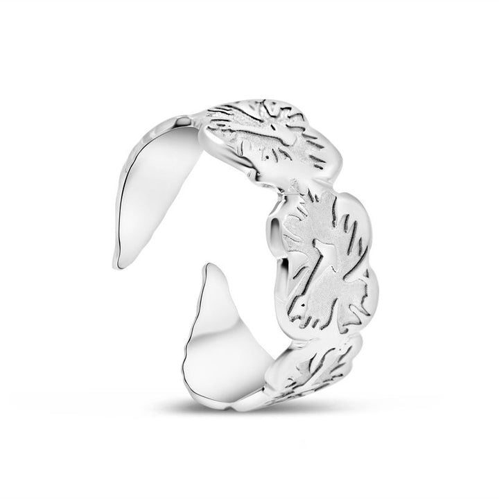 טבעת כסף פתוחה בצורת עלה