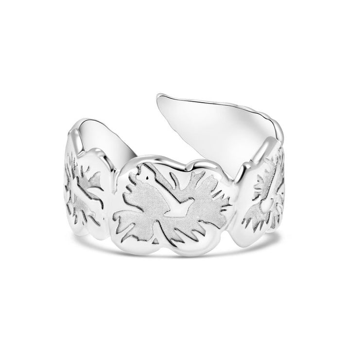 טבעת כסף פתוחה בצורת עלה