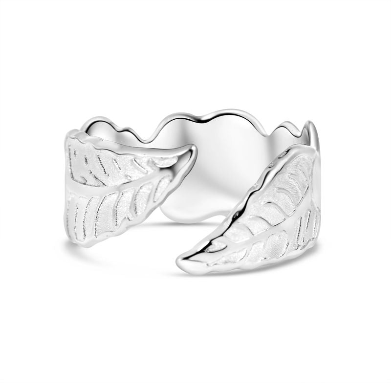 טבעת כסף פתוחה בצורת עלה