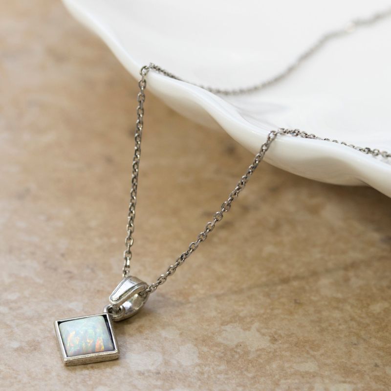 תליון ריבוע כסף 925 – אופל לבן