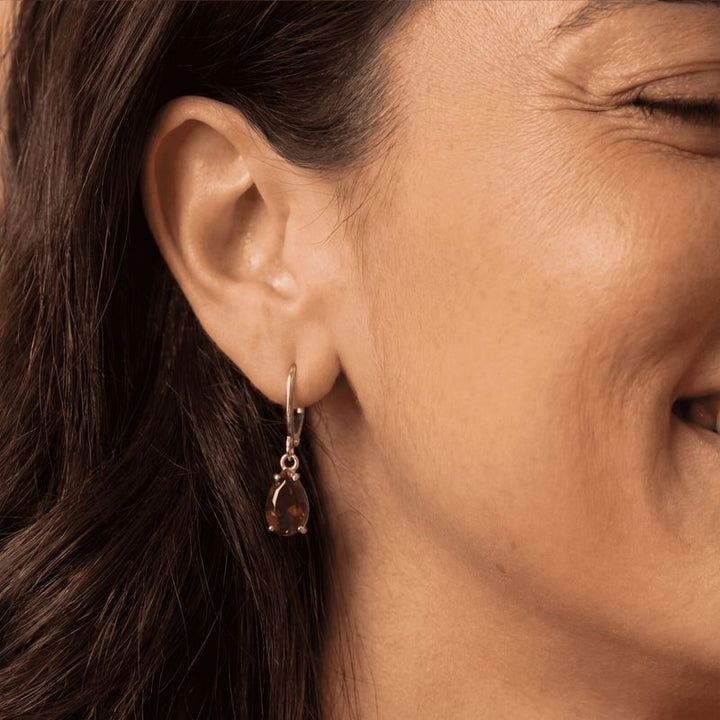 עגילי כסף אמיתי לברבק טיפה גרנט מלאכותי