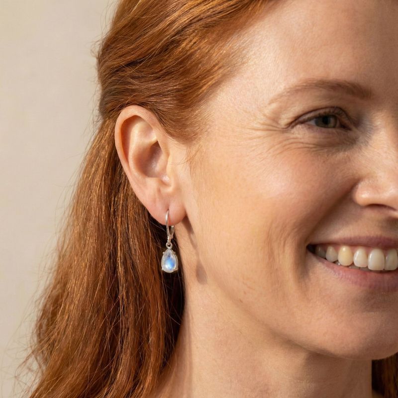 עגילי כסף אמיתי לברבק טיפה בשיבוץ מונסטון