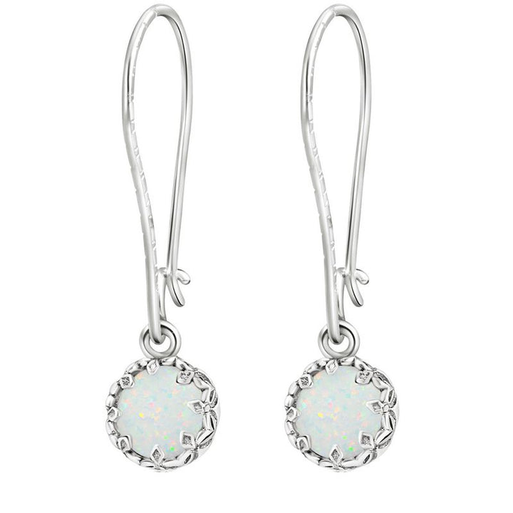 עגילי כתר תלויים כסף 925 אופל לבן