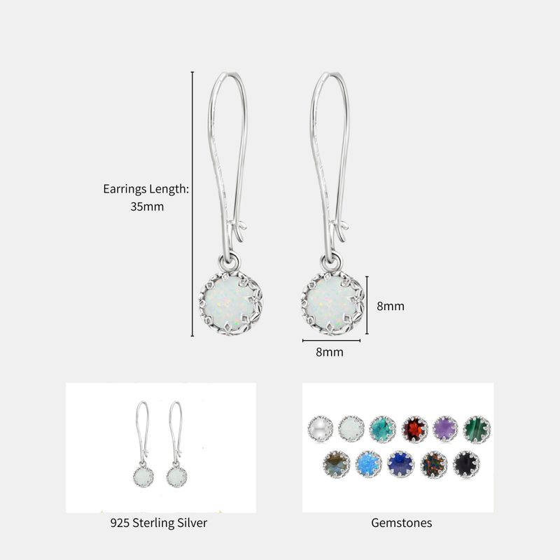 עגילי כתר תלויים כסף 925 אופל לבן