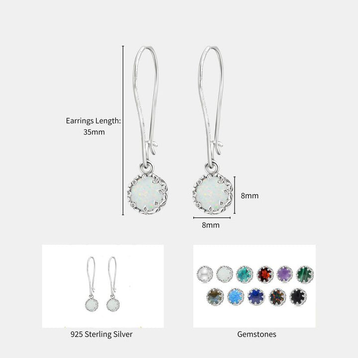 עגילי כתר תלויים כסף 925 אופל לבן