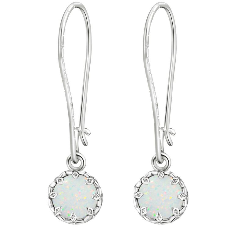 עגילי כתר תלויים כסף 925 אופל לבן