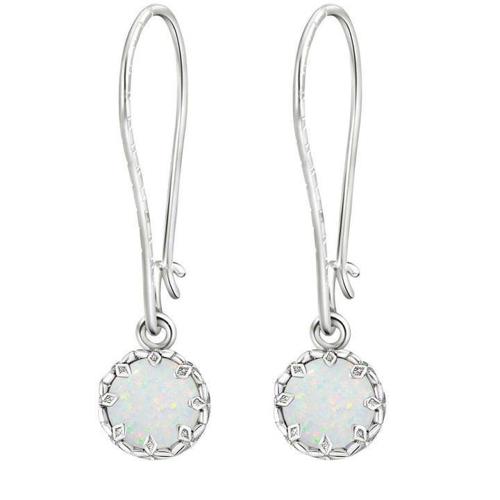 עגילי כתר תלויים כסף 925 אופל לבן