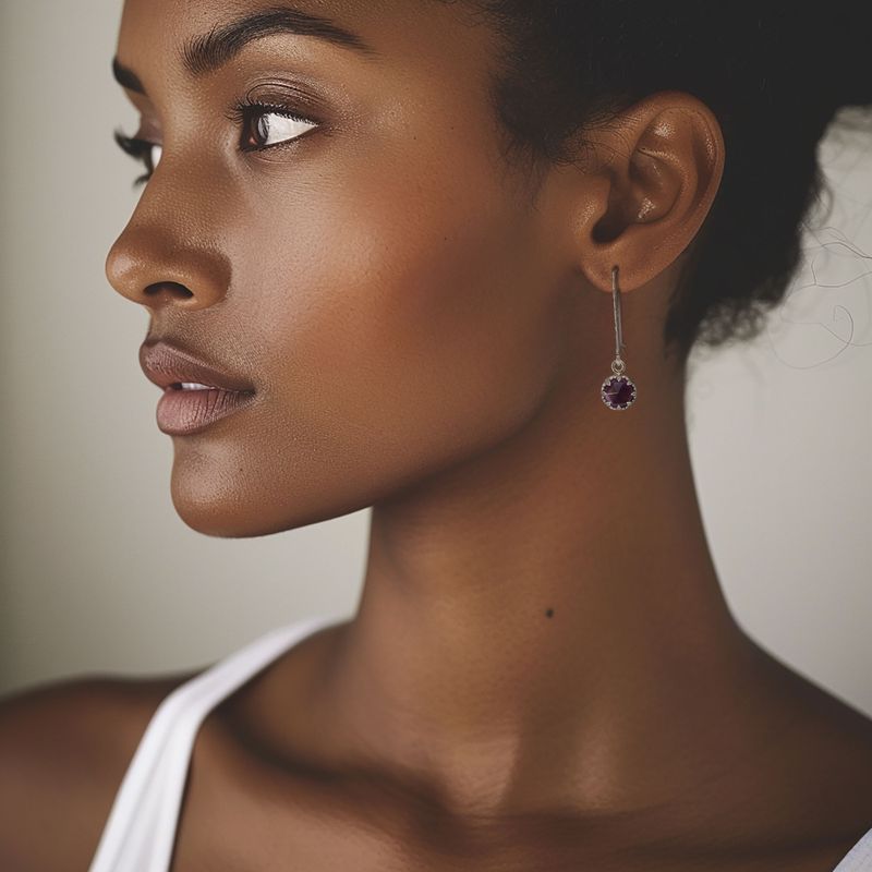 עגילי כתר תלויים כסף 925 אמטיסט