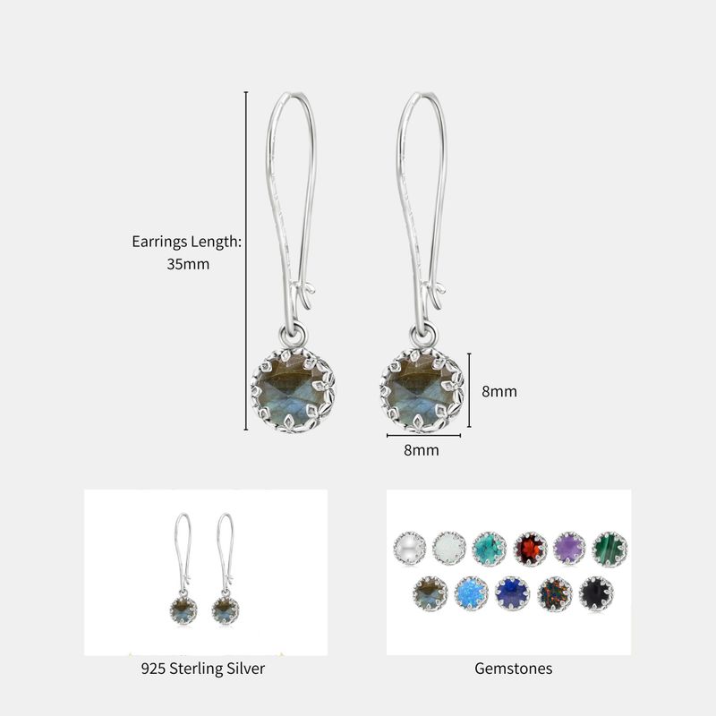 עגילי כתר תלויים כסף 925 לברדורייט