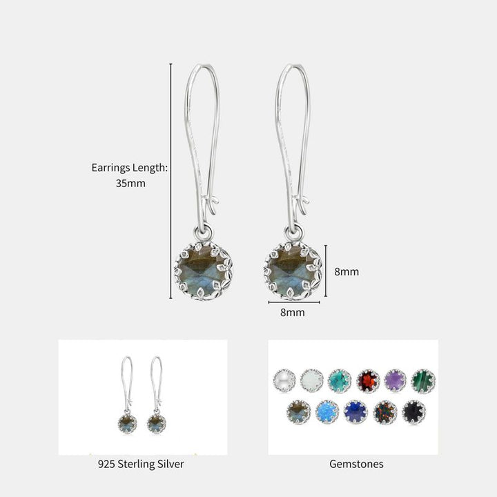 עגילי כתר תלויים כסף 925 לברדורייט