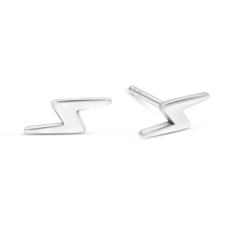 עגילים צמודים מכסף בצורת ברק