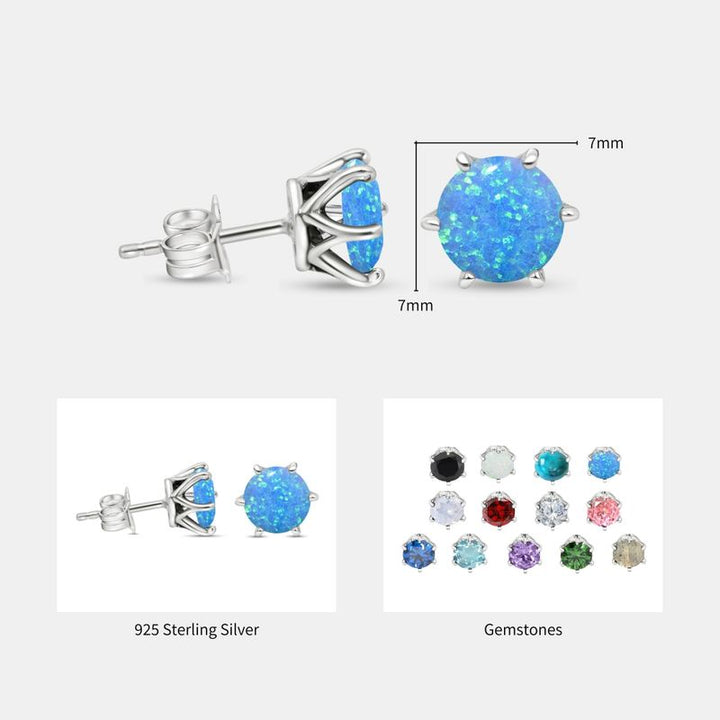 עגילי כסף צמודים אופל כחול