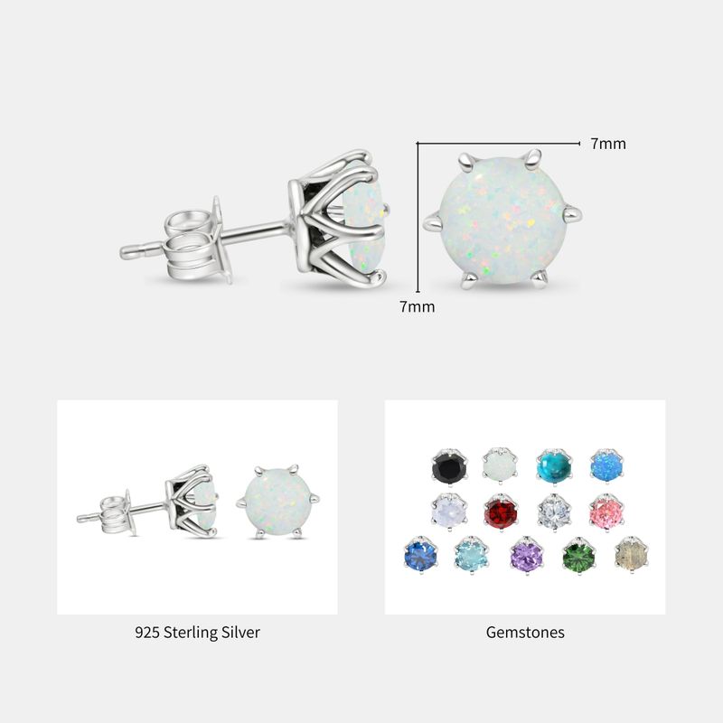 עגילי כסף צמודים אופל לבן