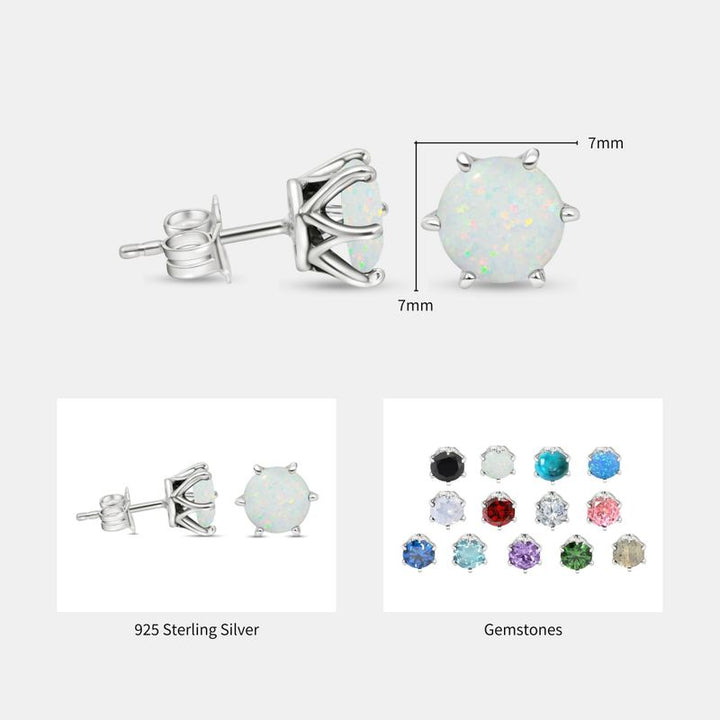 עגילי כסף צמודים אופל לבן