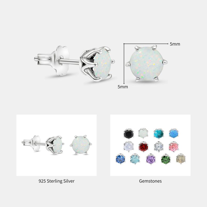 עגילי כסף צמודים אופל לבן