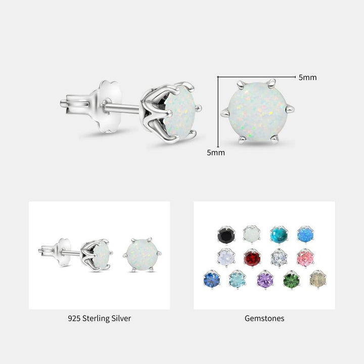 עגילי כסף צמודים אופל לבן