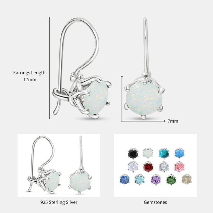 עגילי כסף תלויים אופל לבן