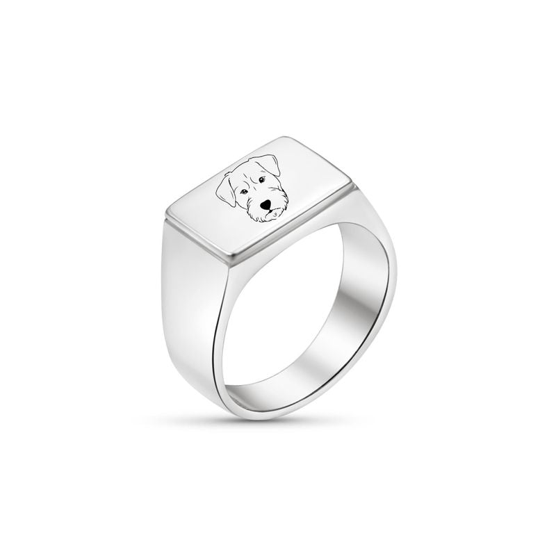 טבעת כסף עם מלבן לחריטה אישית