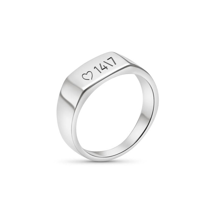 טבעת כסף עם מלבן ללא הגבהה לחריטה אישית