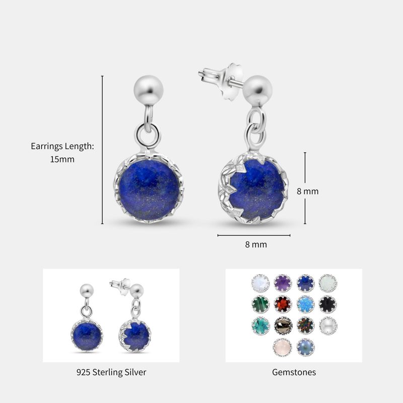 עגילי כסף צמודים תלויים לאפיס