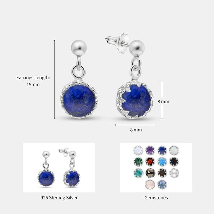 עגילי כסף צמודים תלויים לאפיס