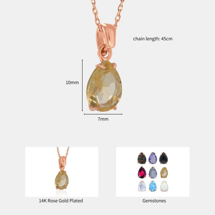 תליון טיפה בציפוי זהב אדום סיטרין מלאכותי