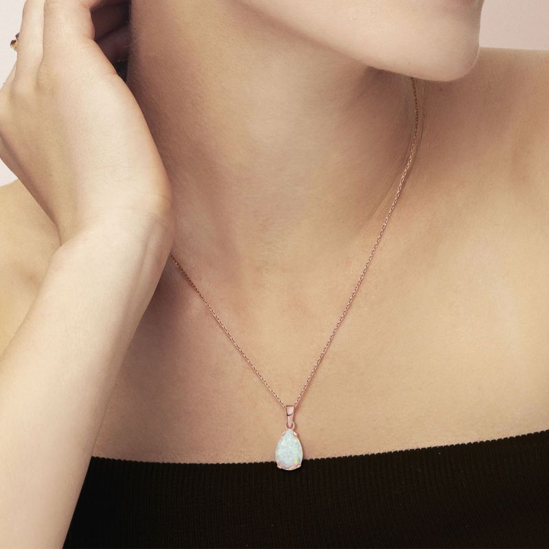 תליון טיפה בציפוי זהב אדום אופל לבן