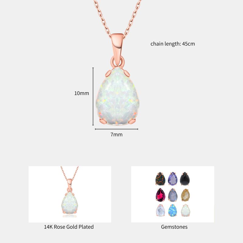 תליון טיפה בציפוי זהב אדום אופל לבן