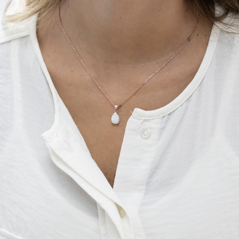 תליון טיפה בציפוי זהב אדום אופל לבן