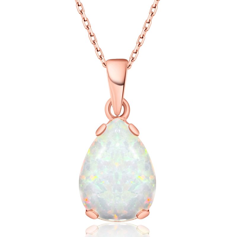 תליון טיפה בציפוי זהב אדום אופל לבן