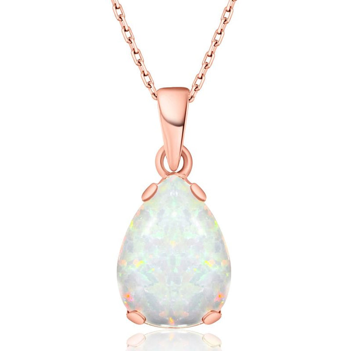 תליון טיפה בציפוי זהב אדום אופל לבן