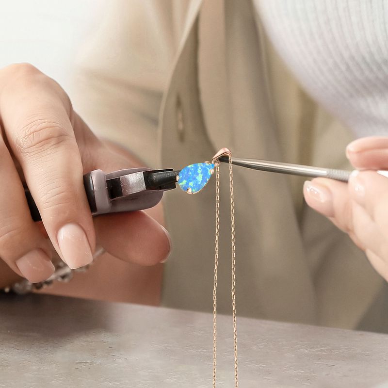 תליון טיפה בציפוי זהב אדום אופל כחול