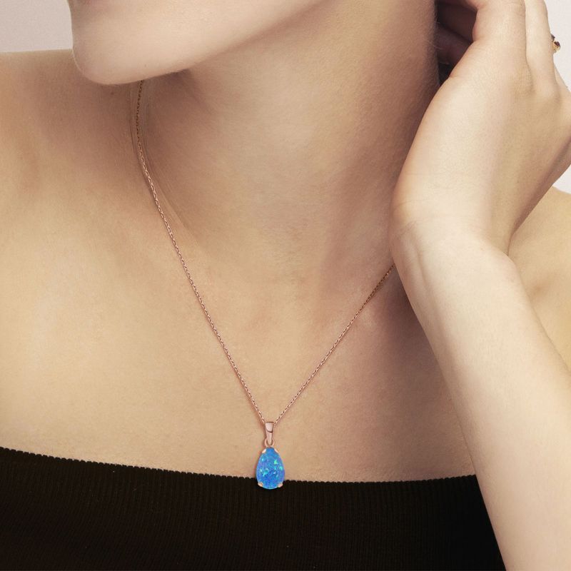 תליון טיפה בציפוי זהב אדום אופל כחול