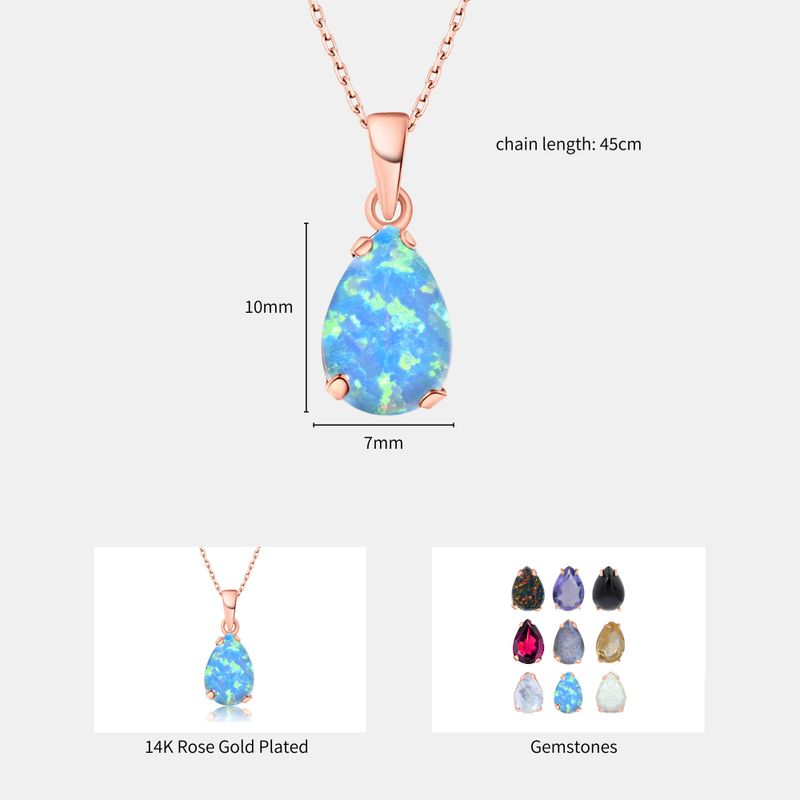 תליון טיפה בציפוי זהב אדום אופל כחול