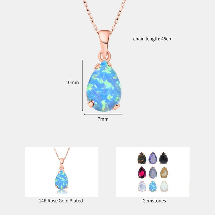 תליון טיפה בציפוי זהב אדום אופל כחול