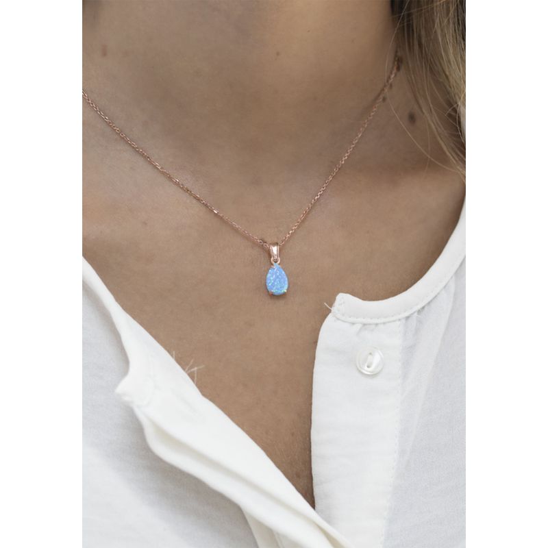 תליון טיפה בציפוי זהב אדום אופל כחול