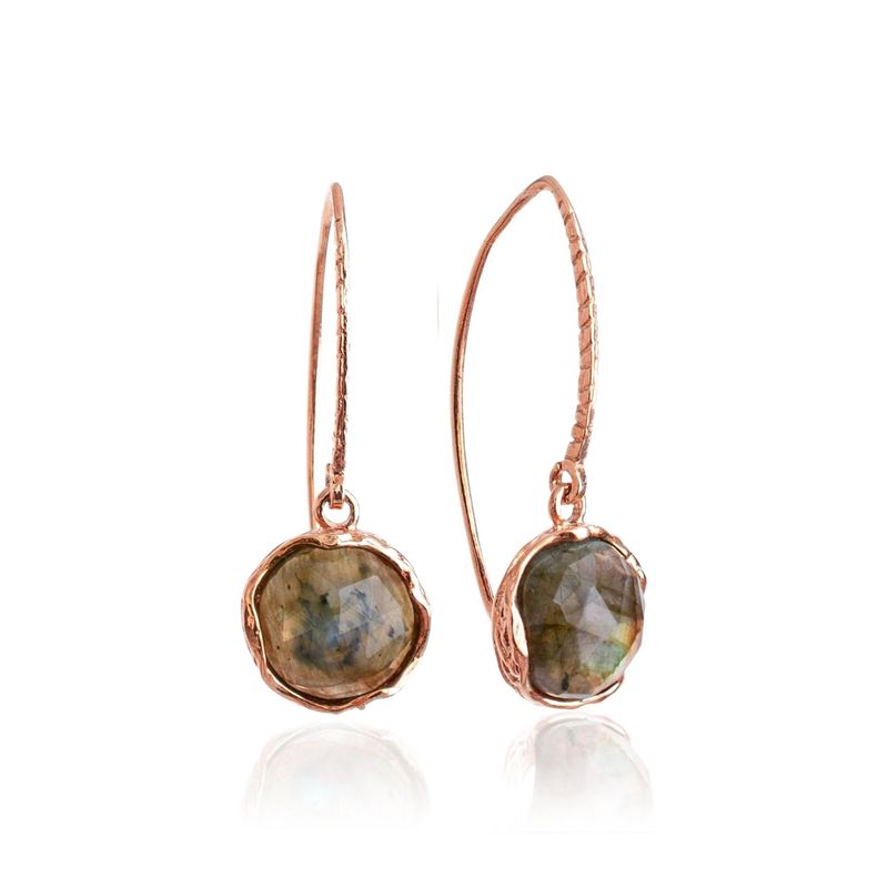 עגילים תלויים בציפוי זהב אדום לברדורייט