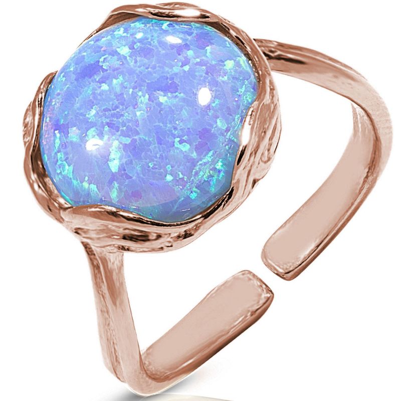 טבעת מתכווננת ציפוי זהב אדום אופל כחול