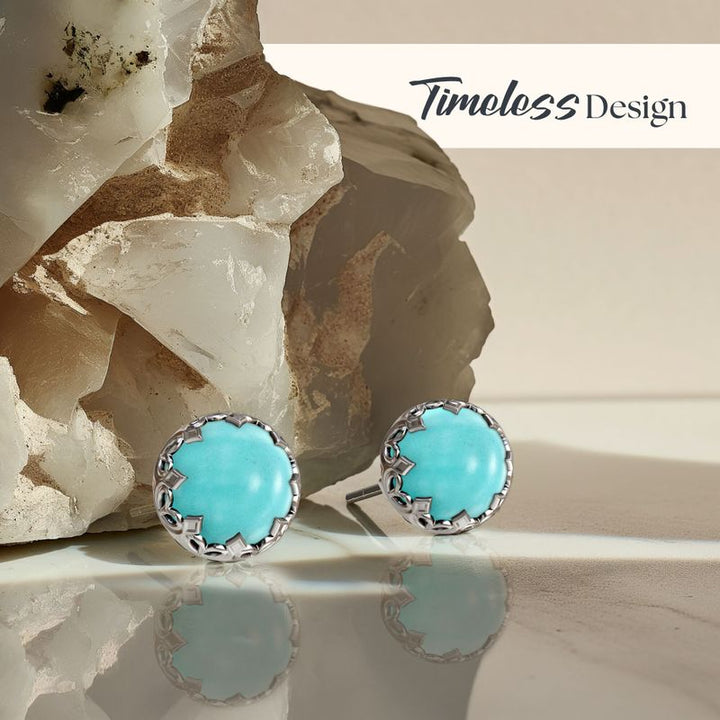 עגילי כסף צמודים טורקיז מלאכותי