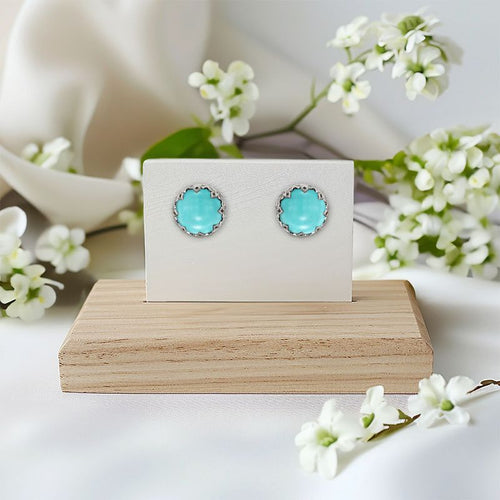 Серебряные серьги с искусственной бирюзой