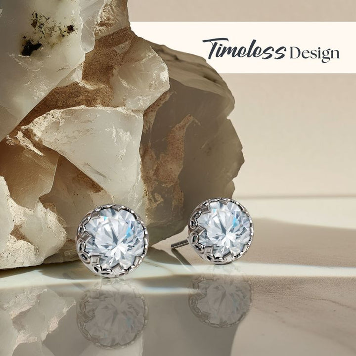 עגילי כסף צמודים זירקון לב