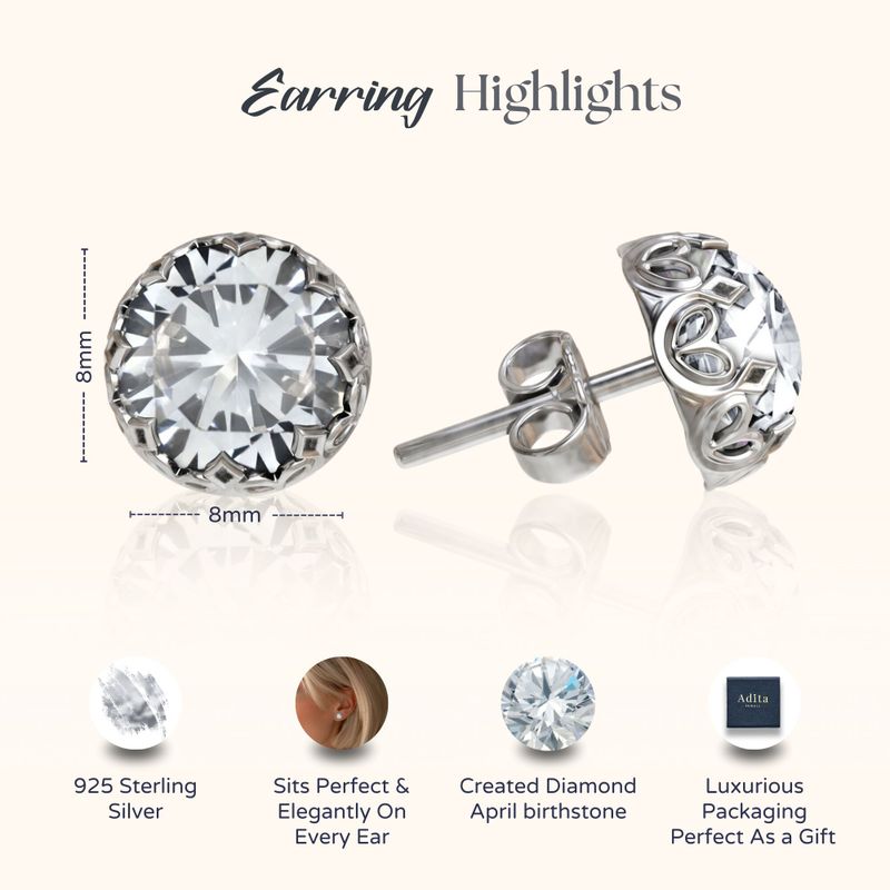 עגילי כסף צמודים זירקון לב