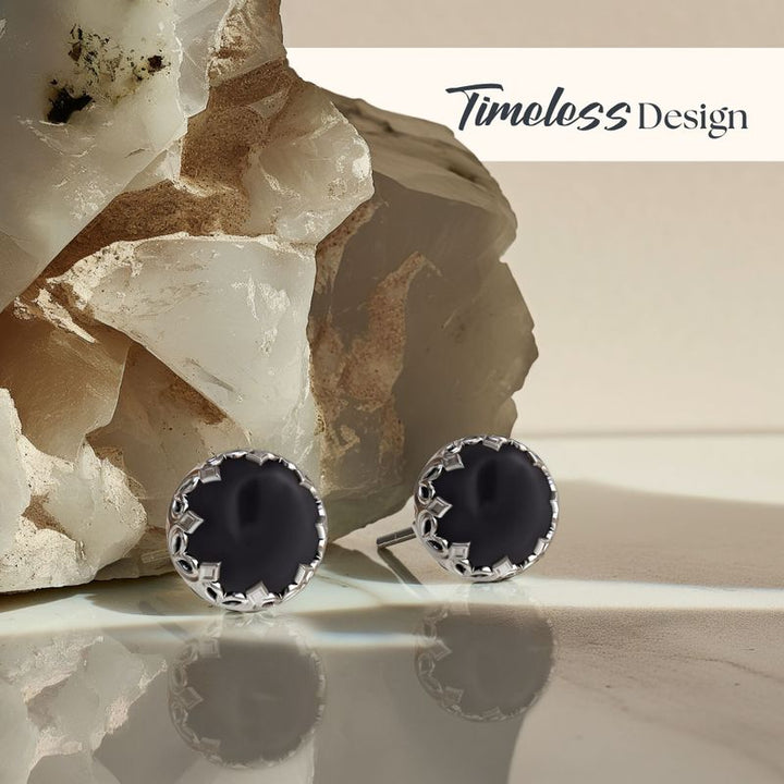 עגילי כסף צמודים אוניקס