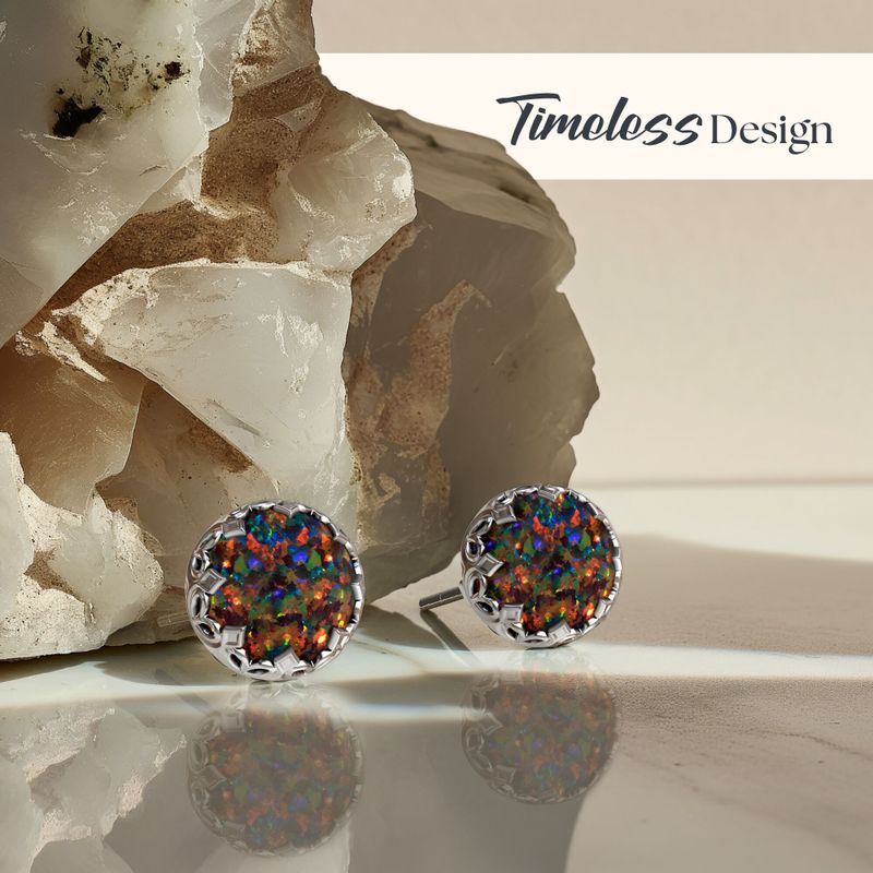 עגילי כסף צמודים אופל שחור