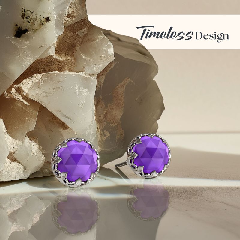 עגילי כסף צמודים אמטיסט מלאכותי